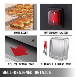 14-Inch Commercial Pastry and Pizza Warmer with Magnetic Door – Food Warmer for Cafes and Restaurants