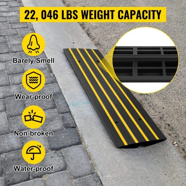 1 & 2 Piece Heavy-Duty Rubber Driveway Curb Ramp – Durable Threshold Ramp for Cars, Trucks, SUVs – Smooth Access & Protection Against Curb Damage - Image 7