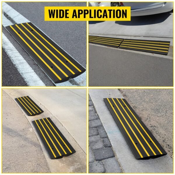 1 & 2 Piece Heavy-Duty Rubber Driveway Curb Ramp – Durable Threshold Ramp for Cars, Trucks, SUVs – Smooth Access & Protection Against Curb Damage - Image 3