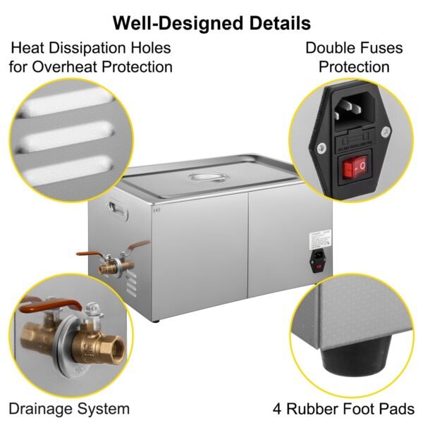 22L Stainless Steel Ultrasonic Cleaner with Digital Display and Powerful Cleaning Performance for Professional and Home Use - Image 2
