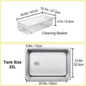 30L Digital Ultrasonic Cleaner - Professional Stainless Steel Washing Machine with 600W Power, Adjustable Temperature (0-80°C), Timer (0-30 mins), 10 Transducers, Multiple Cleaning Modes for Efficient