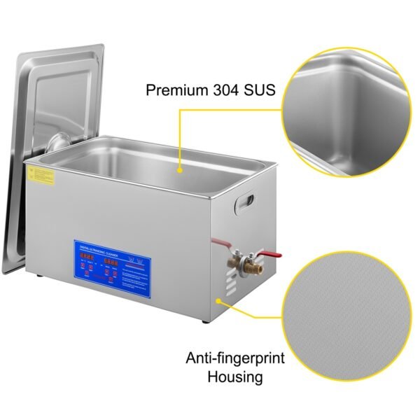 30L Digital Ultrasonic Cleaner - Professional Stainless Steel Washing Machine with 600W Power, Adjustable Temperature (0-80°C), Timer (0-30 mins), 10 Transducers, Multiple Cleaning Modes for Efficient - Image 3