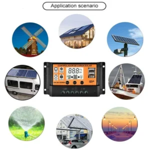 12V & 24V Solar Charge Controllers – 10-100A Auto Battery Charger with Two USB Ports for Efficient Charging