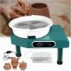 LCD Panel + Pedal Green 25cm Ceramic Pottery Wheel Forming Machine with Foot Pedal - Complete Sculpting Tools Set for Pottery Making and Art Projects