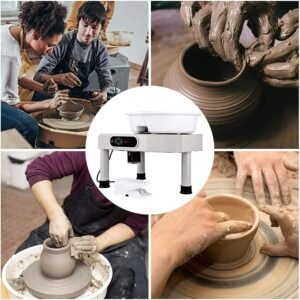 LCD Panel+Pedal Gray 25cm Ceramic Pottery Wheel Forming Machine with Foot Pedal - Complete Sculpting Tools Set for Pottery Making and Art Projects