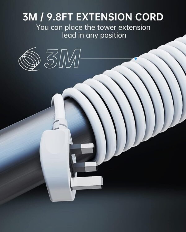 13A 3250W Tower Extension Lead – 8 Outlets & 4 USB Ports with 3M Cable for Home, Office, and Kitchen Use - Image 12