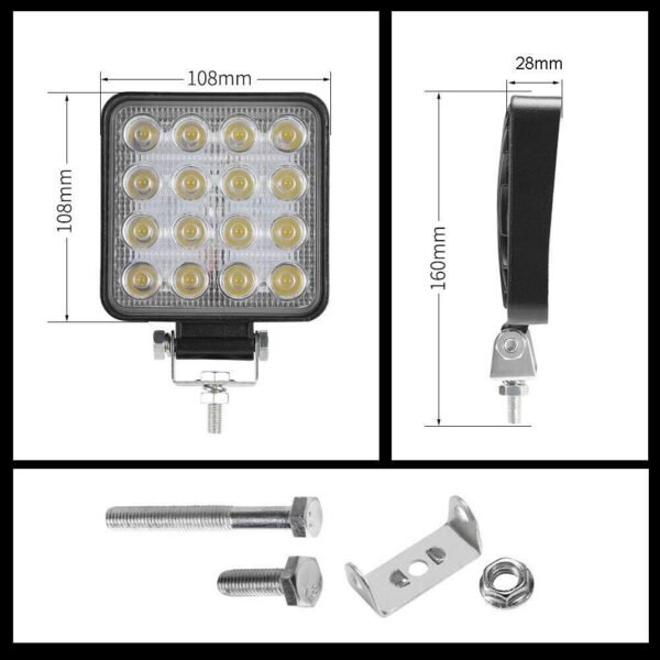12V/24V LED Off-Road Auxiliary Headlights – 4-Piece Work Light Set for Tractors, Cars, Excavators, SUVs, UTVs, and ATVs - Image 2