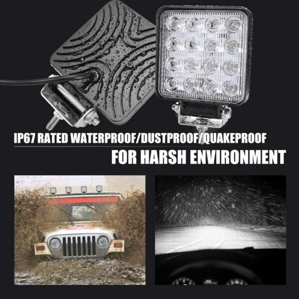 12V/24V LED Off-Road Auxiliary Headlights – 4-Piece Work Light Set for Tractors, Cars, Excavators, SUVs, UTVs, and ATVs - Image 6