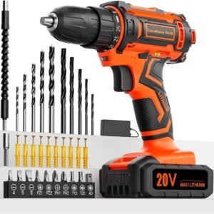 Cordless 20V Drill Set – 42 Accessories, 42Nm Electric Screwdriver, 2.0Ah Battery, 25+1 Torque, 2 Speed Settings, LED Light