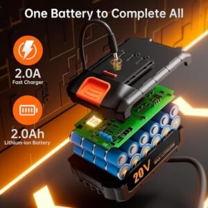 Cordless 20V Drill Set – 42 Accessories, 42Nm Electric Screwdriver, 2.0Ah Battery, 25+1 Torque, 2 Speed Settings, LED Light