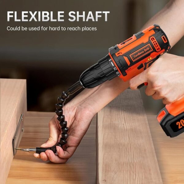 Cordless 20V Drill Set – 42 Accessories, 42Nm Electric Screwdriver, 2.0Ah Battery, 25+1 Torque, 2 Speed Settings, LED Light - Image 9