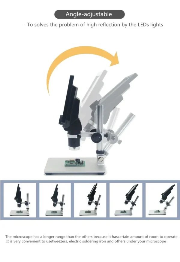 12MP Digital Microscope with 7 Inch Large Color Screen, Wide Base, LCD Display, 1-1200X Continuous Magnification with Light - Built-in Battery Version - Image 4