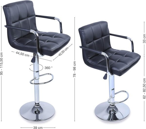 2 Sets of Bar Stools with Backrests and Armrests – Stylish Bar and Counter Stool Sets for Home and Commercial Use - Image 12