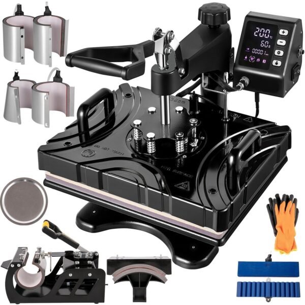 10-in-1 Black Heat Press Sublimation Machine, 12 x 15 Inch with 360° Rotation Swing Away – Ideal for Pens and Mugs - Image 3