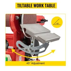 1420 r/min Adjustable Electric Bench Belt Sander – 4" x 36" with 6" Disc, Includes 4 Rubber Foot Pads & Combo