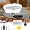 LCD Panel+Pedal Gray 25cm Ceramic Pottery Wheel Forming Machine with Foot Pedal - Complete Sculpting Tools Set for Pottery Making and Art Projects