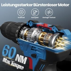 Cordless 20V Drill Set – 42 Accessories, 42Nm Electric Screwdriver, 2.0Ah Battery, 25+1 Torque, 2 Speed Settings, LED Light