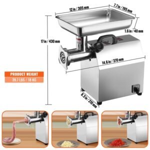1100W Stainless Steel Electric Meat Grinder Mincer - Heavy-Duty Sausage Maker for Efficient Food Preparation
