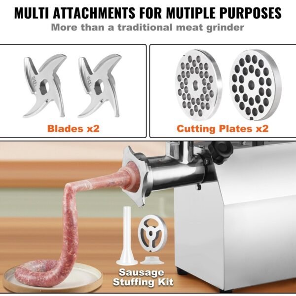 1100W Stainless Steel Electric Meat Grinder Mincer - Heavy-Duty Sausage Maker for Efficient Food Preparation - Image 9