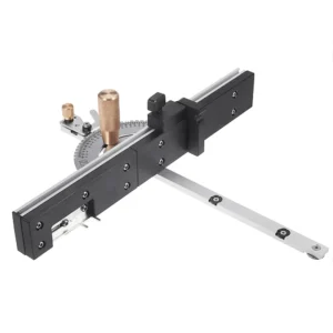 450mm Brass Handle 27-Degree Angle Miter Gauge with Box Joint Jig, Track Stop, and Ruler Set for Table Saw and Router - Essential Carpentry Tool