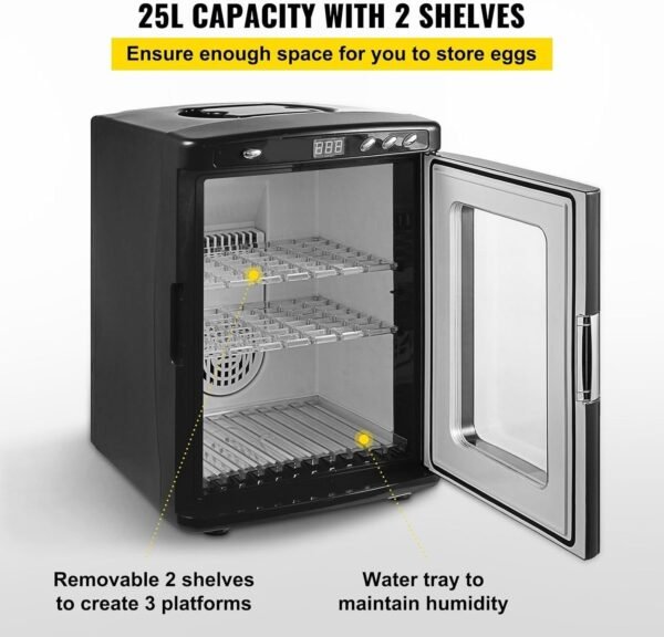 25L Reptile Egg Incubator with Digital Temperature Control - Ideal for Snake, Tortoise, and Lizard Breeding - Herp Nursery Hatch with LED Display, Auto-Turn, and Dual Ventilation for Reliable Hatching - Image 6