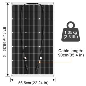 18V 100W-400W Flexible Solar Panel Kit with 12V Battery Charging Controller for RV, Car, Boat, Mobile