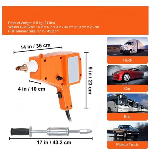 1600A Spot Stud Welder Dent Puller Kit – Car Body Panel Repair Tool with Welding Wires, Electrodes, Slide Hammer, and Accessories for Auto Body Dent Removal - Image 7