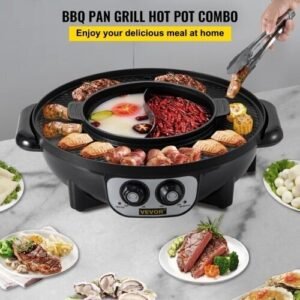 2200W Kitchen Electric Pot and Griddle – Countertop Grill and Pot Set for Home Barbecue