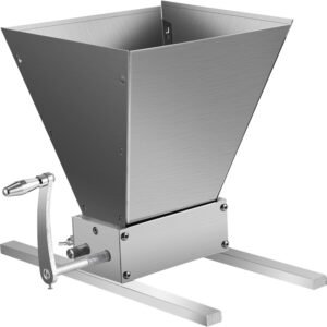 2-Roller Home Brew Grain Mill Grinder – 8lbs/Min High-Speed Malt Crusher