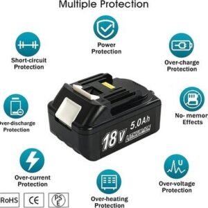 18V 7.0Ah Li-Ion Replacement Batteries for Makita BL1860B, BL1830, BL1820, BL1815, LXT-400 Series (2-Pack) – Compatible with LED Tools