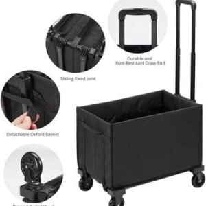 2-in-1 Folding Hand Truck with Bag – Portable Heavy-Duty Shopping Cart for Convenient Transport