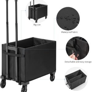 2-in-1 Folding Hand Truck with Bag – Portable Heavy-Duty Shopping Cart for Convenient Transport