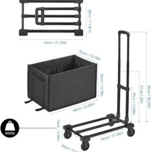 2-in-1 Folding Hand Truck with Bag – Portable Heavy-Duty Shopping Cart for Convenient Transport