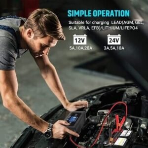 20A 12V/24V Car Battery Charger, Battery Maintainer, and Trickle Charger