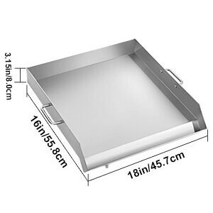 16 x 18-Inch Flat Stainless Steel Square Grill Plate for Cooking, Durable BBQ Griddle for Outdoor and Indoor Use