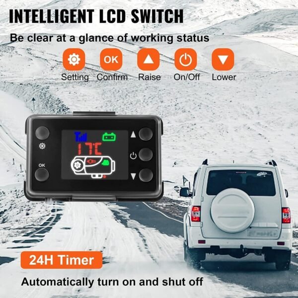 5 KW 12V With No Adapter Diesel Air Heater – Parking Heater with Silencer, LCD Display, and Remote Control - Image 7