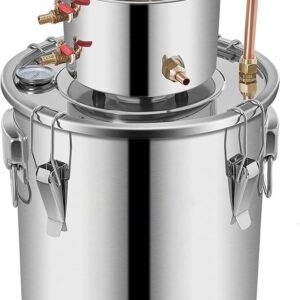 12L/20L/30L/50L 2-Pot DIY Home Moonshine Water Distiller - Stainless Steel Distillation Kit with Thermometer, Silver Coils, and Copper Coils for Spirits, Essential Oils, and Purified