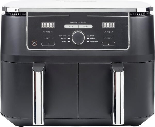 2-Drawer Air Fryer, 9.5L Large Capacity with 6-in-1 Functionality – Dual Independent Cooking Zones, 6 Cooking Functions (Air Fry, Max Crisp, Roast, Bake, Reheat, Dehydrate), Non-Stick & Dishwasher Saf - Image 5