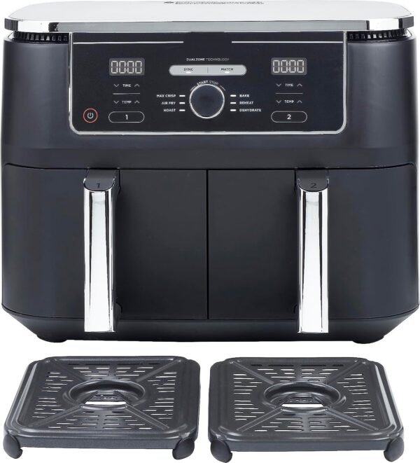 2-Drawer Air Fryer, 9.5L Large Capacity with 6-in-1 Functionality – Dual Independent Cooking Zones, 6 Cooking Functions (Air Fry, Max Crisp, Roast, Bake, Reheat, Dehydrate), Non-Stick & Dishwasher Saf - Image 8