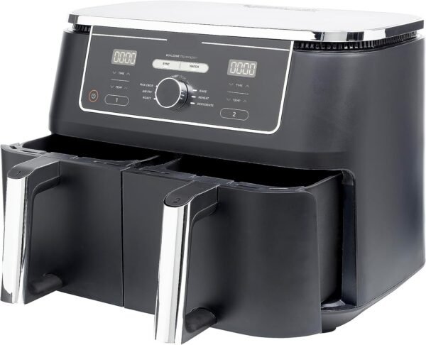 2-Drawer Air Fryer, 9.5L Large Capacity with 6-in-1 Functionality – Dual Independent Cooking Zones, 6 Cooking Functions (Air Fry, Max Crisp, Roast, Bake, Reheat, Dehydrate), Non-Stick & Dishwasher Saf - Image 9