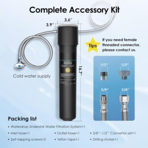 15UA Under Sink Water Filter System, 60K Liters High Capacity, Direct Connect to Kitchen Faucet for Clean and Fresh Drinking Water
