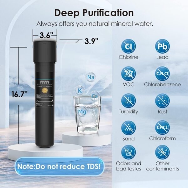 15UA Under Sink Water Filter System, 60K Liters High Capacity, Direct Connect to Kitchen Faucet for Clean and Fresh Drinking Water - Image 7