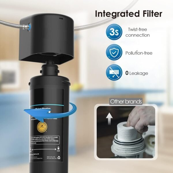 15UA Under Sink Water Filter System, 60K Liters High Capacity, Direct Connect to Kitchen Faucet for Clean and Fresh Drinking Water - Image 3