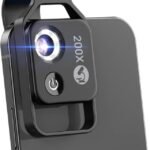 200X Phone Microscope Lens with LED Light - Portable Digital Microscope for Kids, Compatible with iPhone and Android Mobile Phones