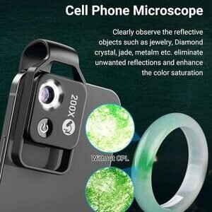 200X Phone Microscope Lens with LED Light - Portable Digital Microscope for Kids, Compatible with iPhone and Android Mobile Phones