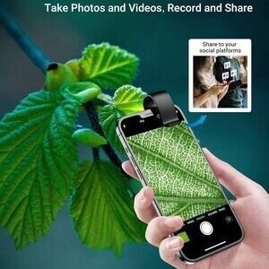 200X Phone Microscope Lens with LED Light - Portable Digital Microscope for Kids, Compatible with iPhone and Android Mobile Phones