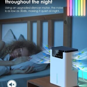 2.2L Ultra-Quiet Dehumidifier with Auto Defrost – Ideal for Drying Clothes, Bedroom & Bathroom Use, 2 Working Modes