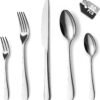 60-Piece Flatware Set with Knife, Fork, and Spoon, Mirror Polished Stainless Steel Cutlery, Dishwasher Safe Dining Utensils for Family and Gatherings