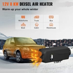 8 KW 12V With No Adapter Diesel Air Heater – Parking Heater with Silencer, LCD Display, and Remote Control