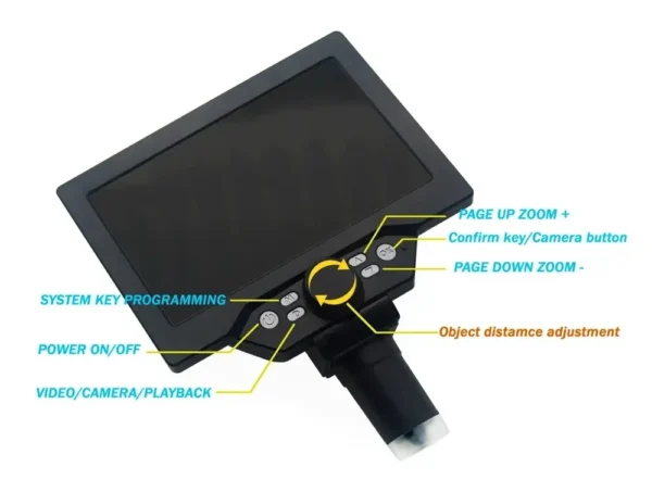 12MP Digital Microscope with 7 Inch Large Color Screen, Wide Base, LCD Display, 1-1200X Continuous Magnification with Light - Built-in Battery Version - Image 6